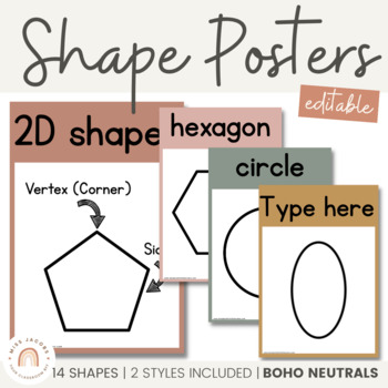 Preview of Shape Posters | BOHO NEUTRAL Color Palette | Neutral Classroom Decor | Editable