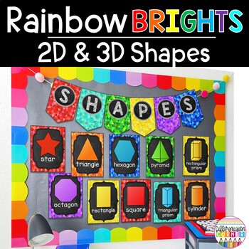 Preview of Shape Posters Bright Rainbow Classroom Decor Theme