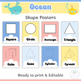 Shape Posters Editable Ocean Theme Classroom Decor
