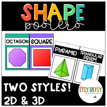 Preview of Shape Posters- Flashcards- Classroom Decor- PreK -Kindergarten- Math- Geometry