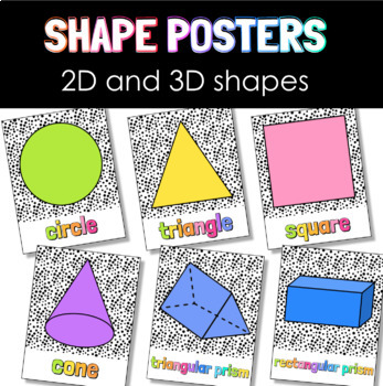 Preview of Shape Posters - Spotted Rainbow Brights Classroom Decor