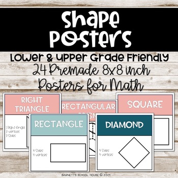 Preview of Shape Posters in Boho Theme- Easy Print & Premade 8x8 for Lower & Upper Grades