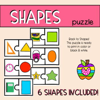 Shape Puzzles - Back to School Edition by Tilly's Treasures | TPT