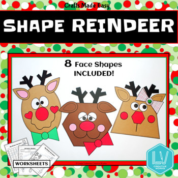Preview of Shape Reindeer Craft - Christmas Craft, December, Math Craft