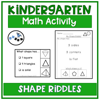 Preview of Shape Riddles Center: A Kindergarten Math Activity