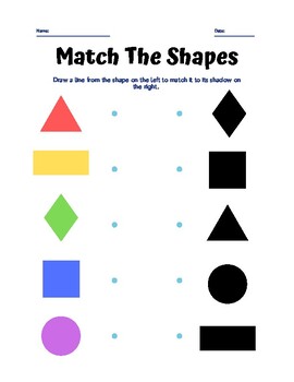 Shadow Matching Shapes Worksheets Teaching Resources Tpt