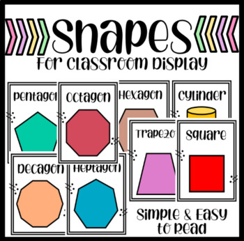 Preview of Shape Signs for Classroom Display- Simple and Easy to Read