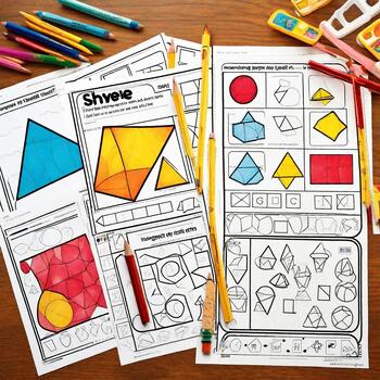 Preview of Shape Sketchers: Kindergarten Worksheets for Shape Mastery