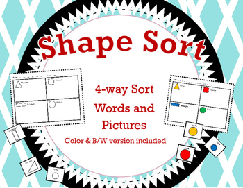 Preview of Basic Shape Sort | 4-way Cut & Paste Sort | Color & B/W included | Simple, Clear