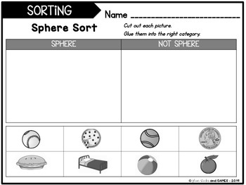 Shape Sort Activity: Sphere (Earth Theme) and Worksheet | TpT