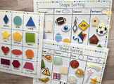 Shape Sorting Activity Printable, Velcro Matching Shapes, 