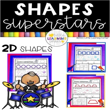 Preview of Shape Superstars / 2D Shapes Tracing and Practice Worksheets