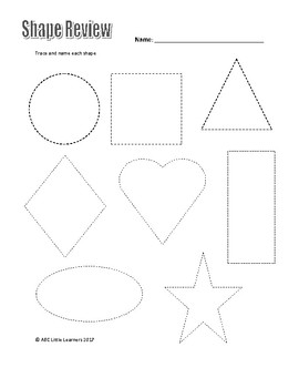 shape tracing worksheet by abc little learners tpt