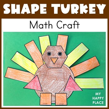 Preview of Shape Turkey Thanksgiving Math Craft