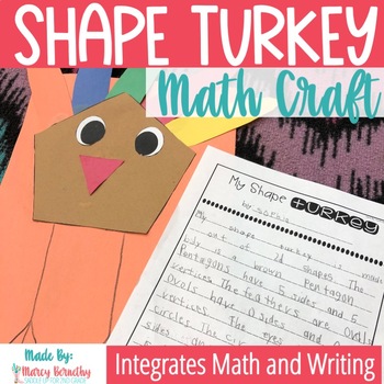 Preview of Shape Turkey November Math Craft - Thanksgiving Math and Bulletin Board