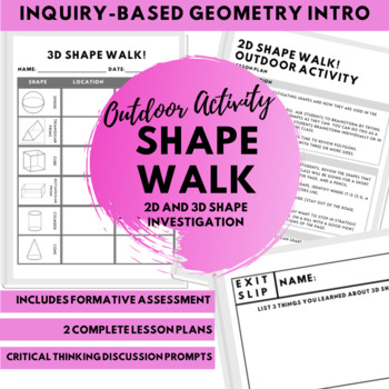 Preview of Shape Walk! - Inquiry-Based Outdoor Math Activity for 2D and 3D Shapes