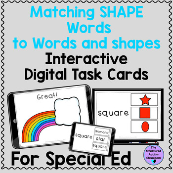 Preview of Shape Words Digital Interactive Task Cards for Special Ed Distance Learning