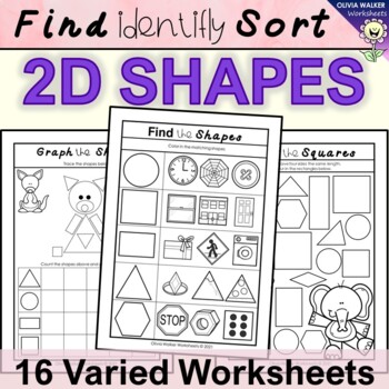 Preview of Shape Worksheets - Find Identify Sort First: Square, Triangle, Rectangle, Circle