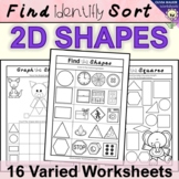 Shape Worksheets - Find Identify Sort First: Square, Trian
