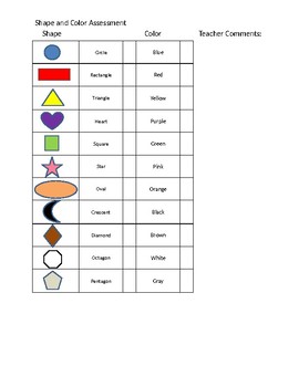 Preview of Shape and Color assessment