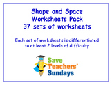 Shape and Space Worksheets Bundle/Pack (37 sets for 2nd-4t