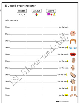 Shape creation by ESL Show-and-tell | TPT