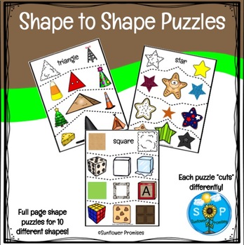 Shape to Shape Matching Puzzle Activity by Sunflower Promises | TPT