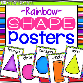 Preview of Bright, Rainbow 2D Shape & 3D Shape Posters
