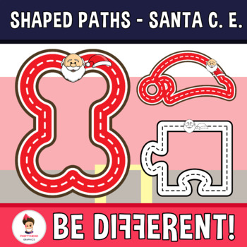 Preview of Shaped Paths Clipart Santa Claus Edition Guided Set Motor Skills Pencil Control