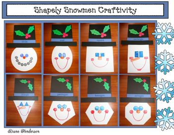 Snowman Craft Winter Activities 2D Shapes