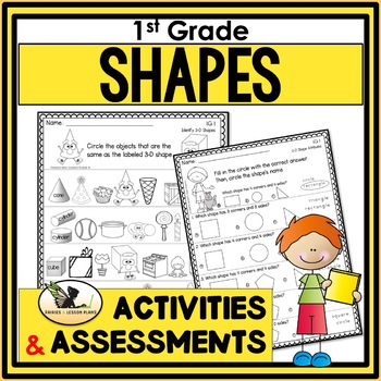 Preview of 2d and 3d Shapes Worksheets, Shape Attributes, Composing Shapes in 1st Grade