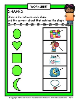 shapes 2d shapes match objects to shapes kindergarten to grade 1 1st grade