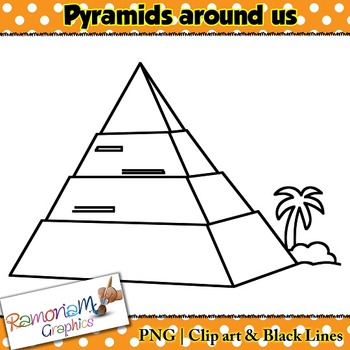 3d pyramid clipart black and white tree