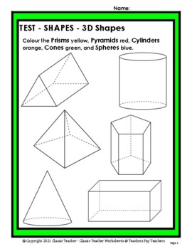 3d shapes identify and colour the shapes grades 3 4 3rd 4th grade