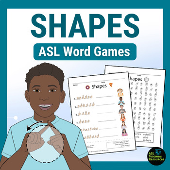 Preview of Shapes Activities Scramble & Search Word Games 2D Vocabulary Worksheets ASL