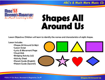Preview of Shapes All Around Us Song(Mp3), Lesson Materials, Visuals and Activities
