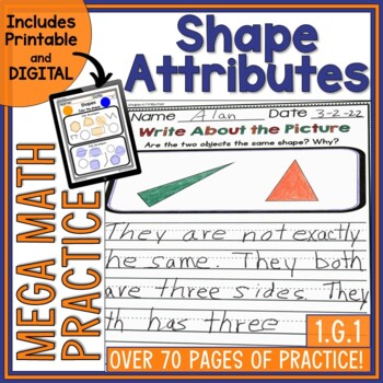 Preview of First Grade Math Activities | Shapes Attributes Worksheets 1.G.1