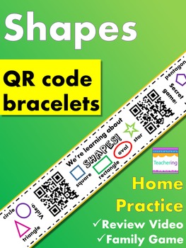 Preview of Kindergarten Shapes Homework {Bracelet with review video & family game}