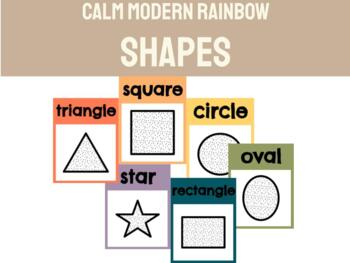 Preview of Shapes | Calm Modern Rainbow Classroom Decor
