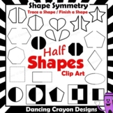 2D Shapes Clip Art - Trace / Finish / Match - Half Shape Symmetry
