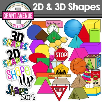Preview of Shapes Clipart - 2D and 3D Shapes