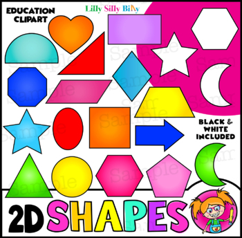 Preview of Shapes - Clipart in Full color and Black/ white stamps. {Lilly Silly Billy}
