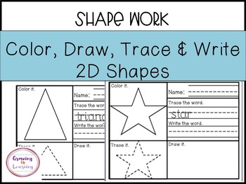 Shapes Color Trace Draw 2d Shapes By Growing Up Learning Tpt