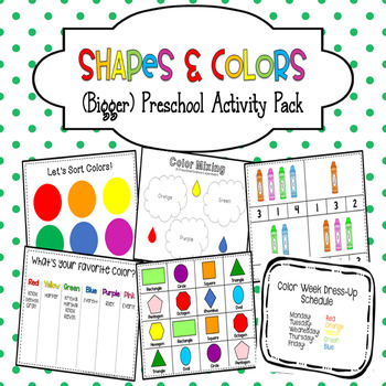 Shapes & Colors (Bigger) Preschool Activity Pack by Deep South Preschool