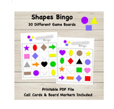 Shapes & Colors Bingo 30 Different Game Boards Calling Cards & Markers Included