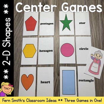 Preview of 2-D Shapes Concentration, Go Fish, and Old Maid Center Games Dollar Deal