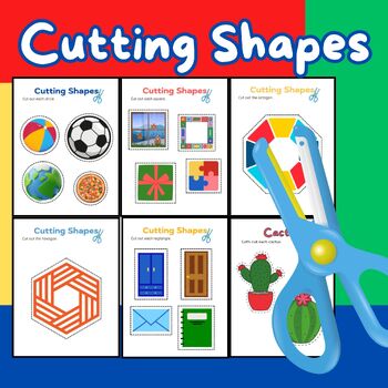 Preview of Shapes Cutting Practise for Kindergarten, G.1-2, Fine motor skill