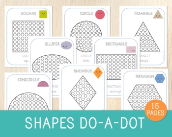 Preview of Shapes Do-A-Dot Worksheet, Dot Painting, Fine Motor Skills, Learning Binder