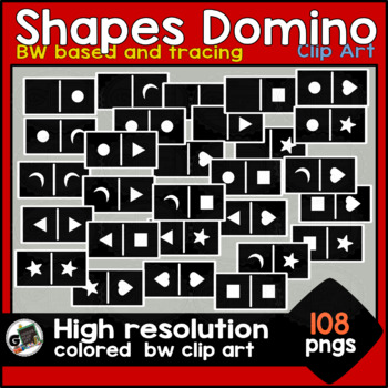 Preview of FREE Shapes Domino Game Black & White Tracing Cards Clip Art