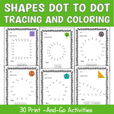 Shapes Dot to Dot, Tracing and Coloring Worksheet | 2D Sha